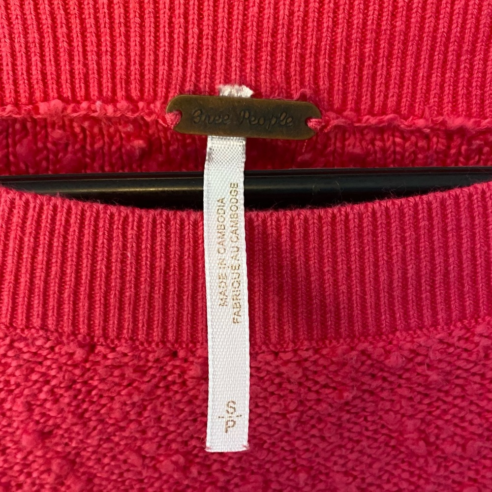 Free People Found My Friend Balloon Sleeve Sweatshirt Barbie Pink Small Costal - Picture 2 of 8